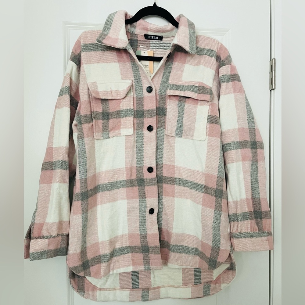 Women Long Sleeve Button Down Jackets Plaid Flannel